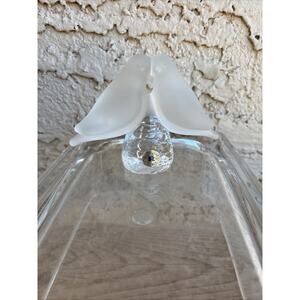 Reijmyre Sweden Frosted Crystal Bird • 4" Art Glass Figurine • Vintage